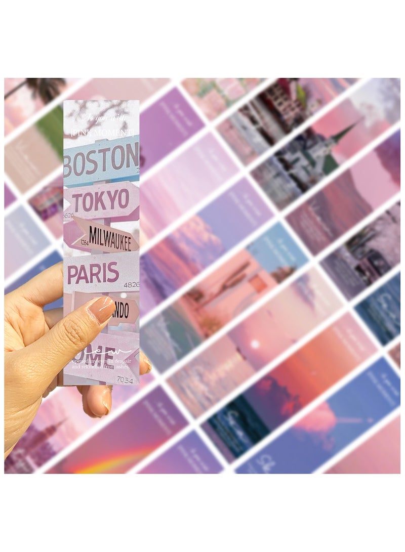 30Pcs Pink Scenery Theme Paper Bookmarks for Book Lovers, Boxed Bookmarks Set - Image 4