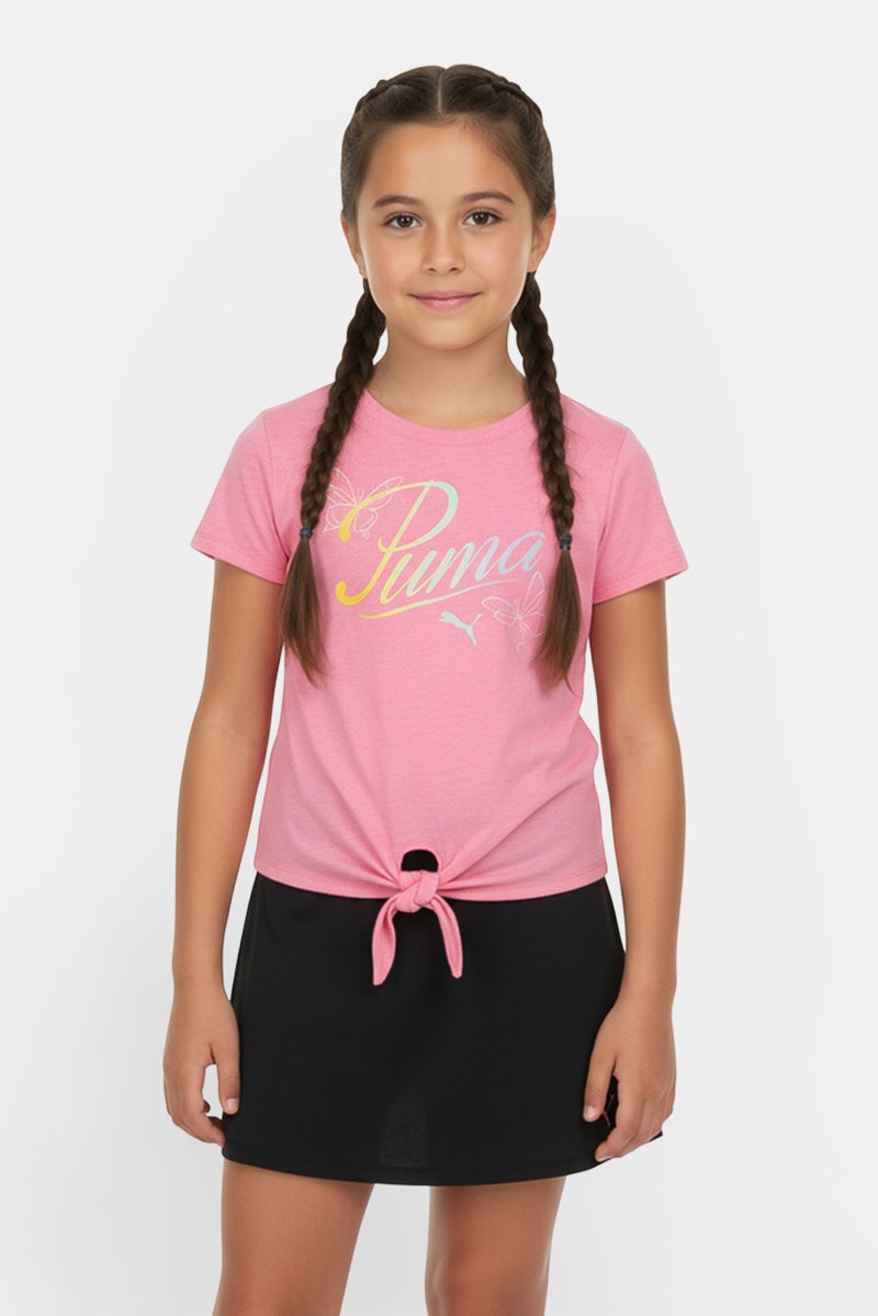 PUMA Kids Girl 2 Pcs Short Sleeve Outdoor Top And Short Set, Multicolor - Image 1