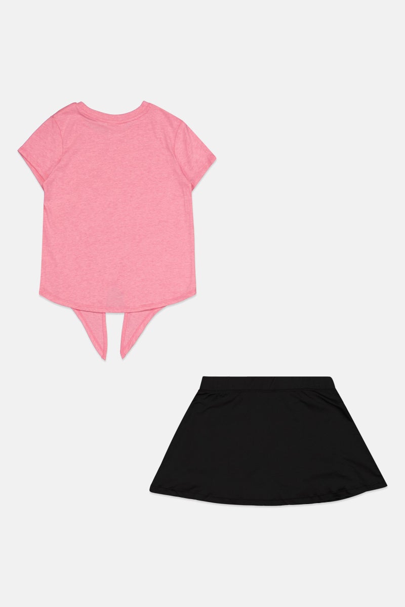 PUMA Kids Girl 2 Pcs Short Sleeve Outdoor Top And Short Set, Multicolor - Image 3