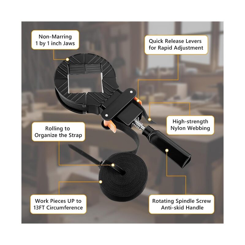 3 قطع من مشابك الأحزمة لأعمال النجارة، مشابك سريعة الفك بأربعة مخالب زاوية، مشابك أحزمة سميكة ومتينة، أداة تثبيت إطارات الصور قابلة للتعديل - Image 3