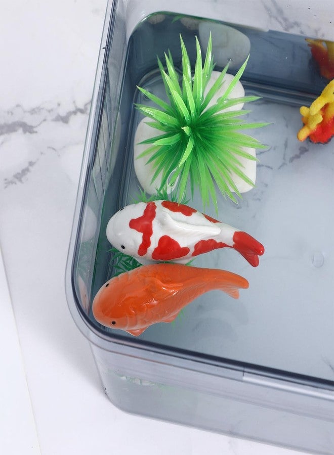 Yardwe Ceramic Floating Fish Figurines, 2pcs Realistic Fish Tank Decorations, Aquarium Ornaments for Freshwater Tanks, Garden Pond, and Fairy Gardens, Compact and Lightweight, 3.93x1.57x2.75 Inch - Image 4