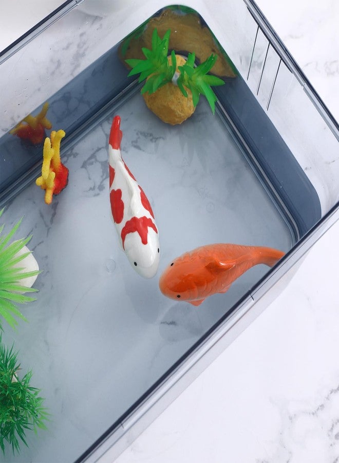 Yardwe Ceramic Floating Fish Figurines, 2pcs Realistic Fish Tank Decorations, Aquarium Ornaments for Freshwater Tanks, Garden Pond, and Fairy Gardens, Compact and Lightweight, 3.93x1.57x2.75 Inch - Image 5
