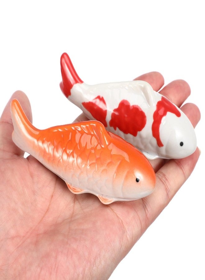 Yardwe Ceramic Floating Fish Figurines, 2pcs Realistic Fish Tank Decorations, Aquarium Ornaments for Freshwater Tanks, Garden Pond, and Fairy Gardens, Compact and Lightweight, 3.93x1.57x2.75 Inch - Image 2