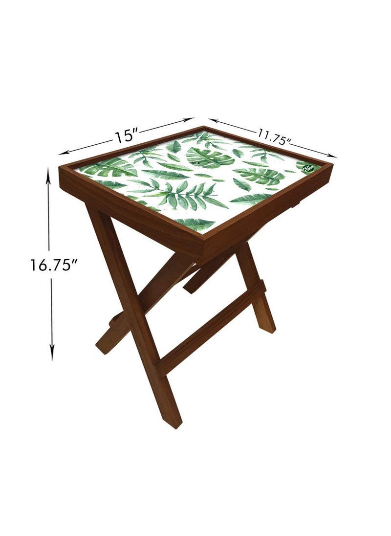 Nutcase Nutcase Designer Teak Wood Side Table Folding Wooden Bedside Coffee Outdoor Picnic Table Garden Leaves  - Image 3