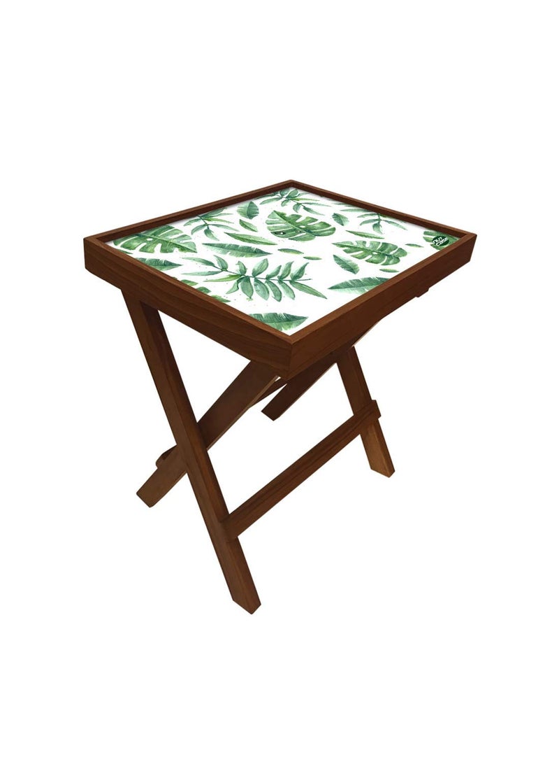 Nutcase Nutcase Designer Teak Wood Side Table Folding Wooden Bedside Coffee Outdoor Picnic Table Garden Leaves  - Image 4