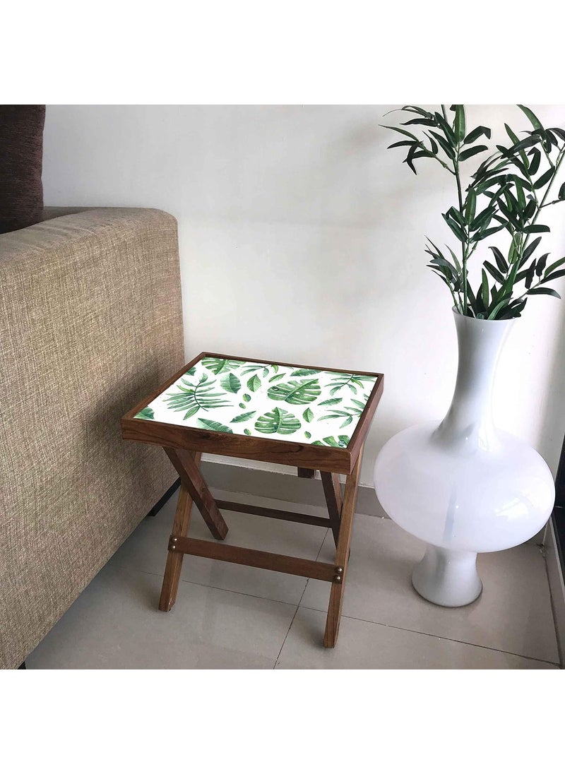 Nutcase Nutcase Designer Teak Wood Side Table Folding Wooden Bedside Coffee Outdoor Picnic Table Garden Leaves  - Image 2