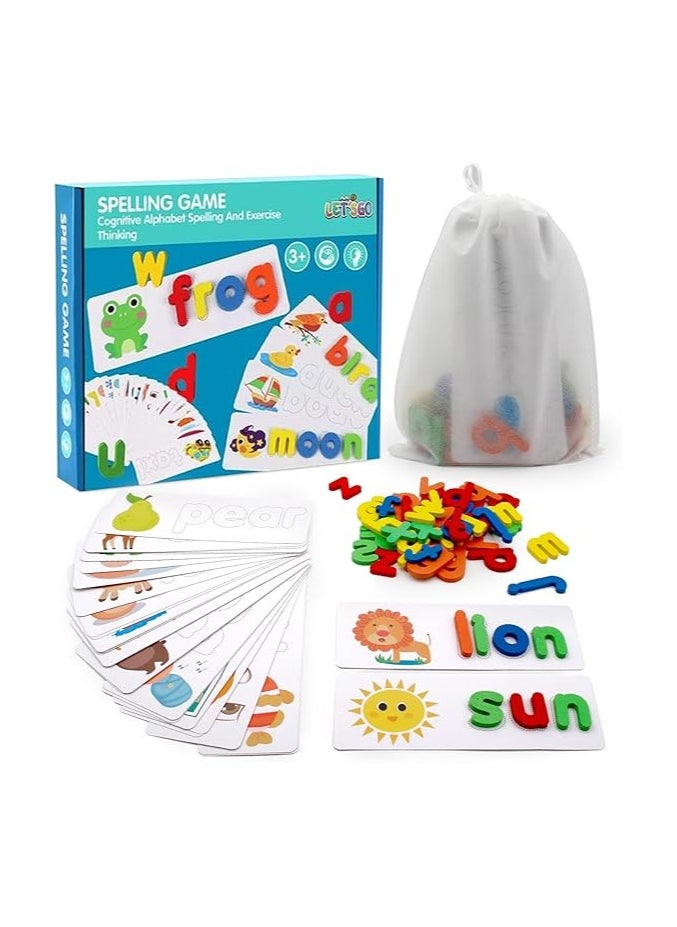 Generic - Plinrax Letter Puzzles Games for 2 3 4 Year Olds, Alphabet Flash Cards Toys Kids Wooden Word Learning Spelling Games, Words Matching Letter Educational Toys for 2-5 Year Old Boys Girls - Image 1