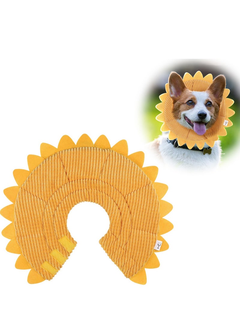 SOLARAE Pet Protection Recovery Collar Adjustable Sunflower Shaped Elizabethan Collar Cute Soft Tapered Surgical Back Neck Collar Bite Proof Pet Collar (M) - Image 1