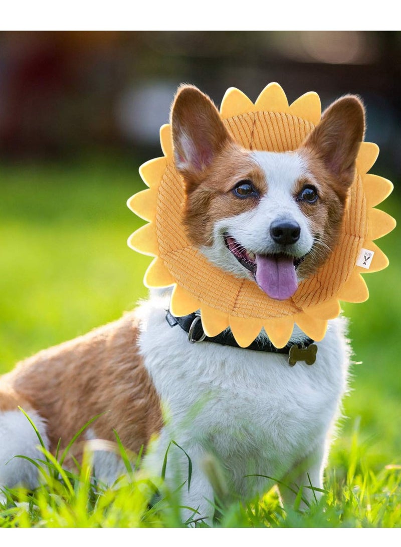 SOLARAE Pet Protection Recovery Collar Adjustable Sunflower Shaped Elizabethan Collar Cute Soft Tapered Surgical Back Neck Collar Bite Proof Pet Collar (M) - Image 5