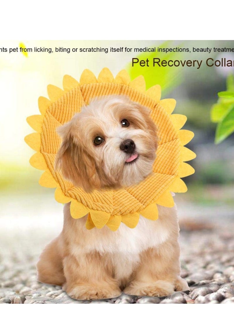 SOLARAE Pet Protection Recovery Collar Adjustable Sunflower Shaped Elizabethan Collar Cute Soft Tapered Surgical Back Neck Collar Bite Proof Pet Collar (M) - Image 4