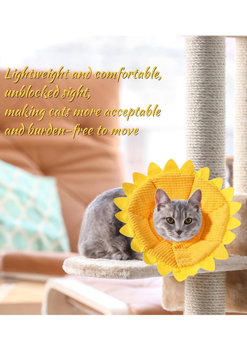 SOLARAE Pet Protection Recovery Collar Adjustable Sunflower Shaped Elizabethan Collar Cute Soft Tapered Surgical Back Neck Collar Bite Proof Pet Collar (M) - Image 2