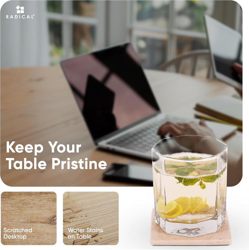 RADICALn Marble Coasters Set of 6 Verona 3.5 Inch Square Coaster – Handmade Stone Drink Coasters for Coffee Table, Cups and Glasses – Elegant Home and Kitchen Decor Gift Set - Image 4
