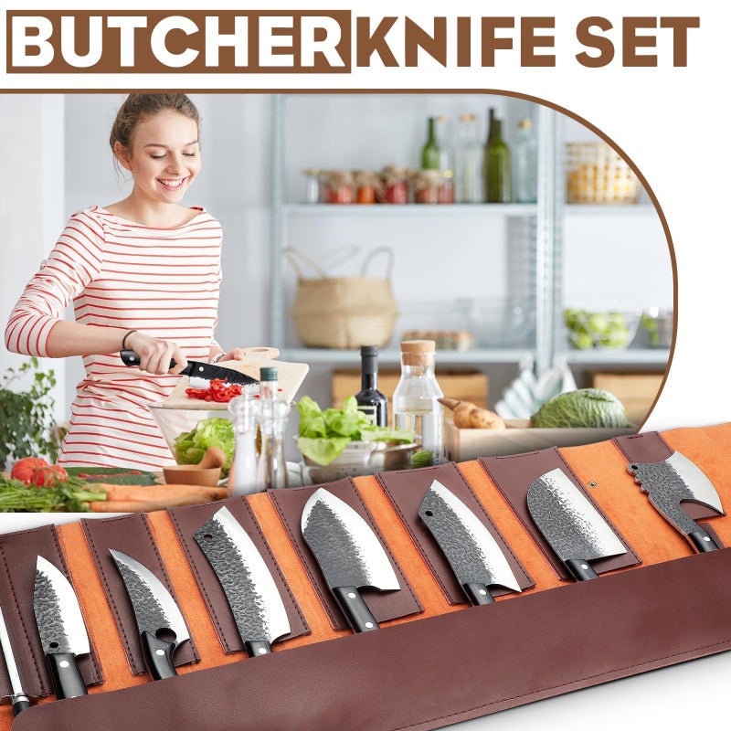 Golden Bird Butcher Knife Set - 13pcs Chef Knife Set Hand Forged Knives for Kitchen, Sharp Japanese Knives Sets for Meat Cutting, Camping, BBQ, Christmas Gifts for Men Women - Image 2