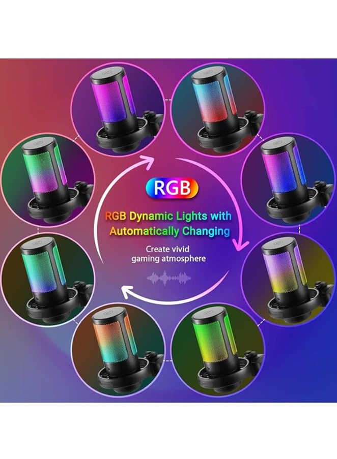 General Gaming USB Microphone with Touch Mute RGB Lighting Gain Knob and Monitor Jack, USB PC Microphone for Podcast Video, Streaming, YouTube, Condenser Microphone with Quick Mute Function  - Image 4