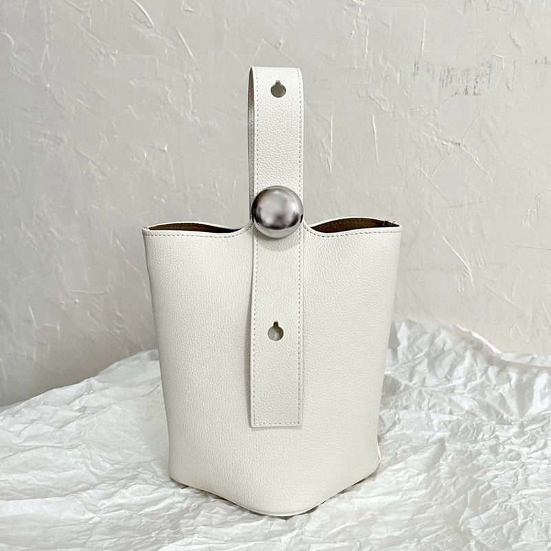 Style Bag Women'S Pebble Bucket Bucket Bag Imported Genuine Leather Shoulder Crossbody Portable Large Capacity - Image 2