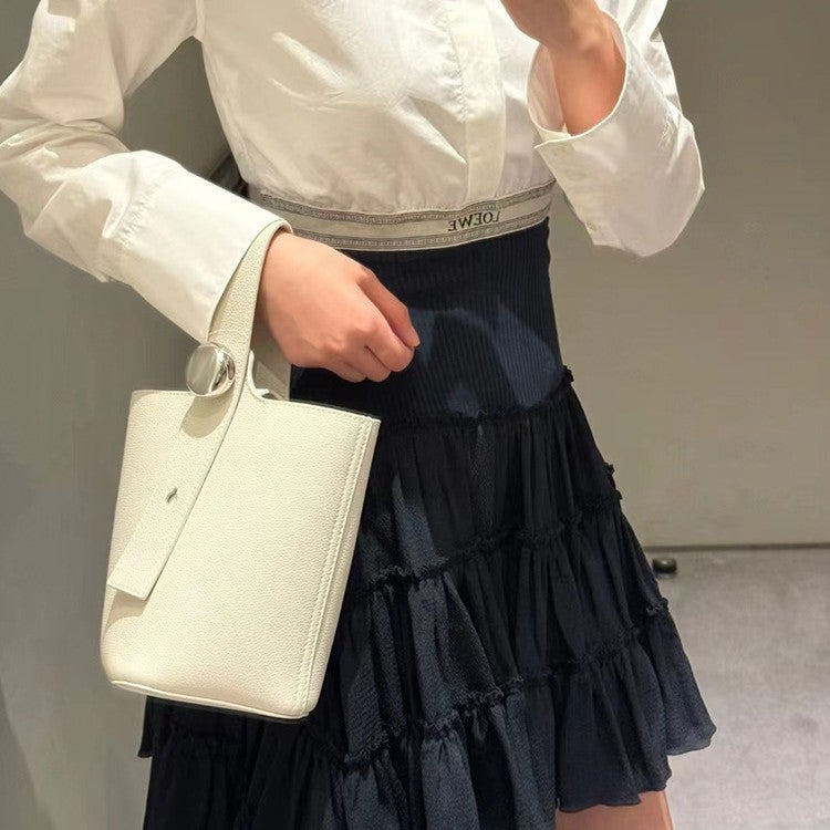 Style Bag Women'S Pebble Bucket Bucket Bag Imported Genuine Leather Shoulder Crossbody Portable Large Capacity - Image 5