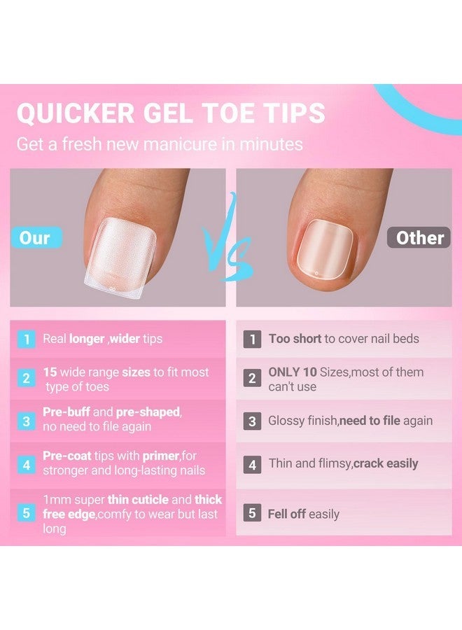 SINOKAME Ng Square Toe Nail Tips Full Cover, Sinokame No File Matte Toe Nail Press Ons Clear, Soak Off Fake Toenails Extensions Diy Home Manicure Kit For Women Men ,300 Pcs 15 Sizes - Image 4