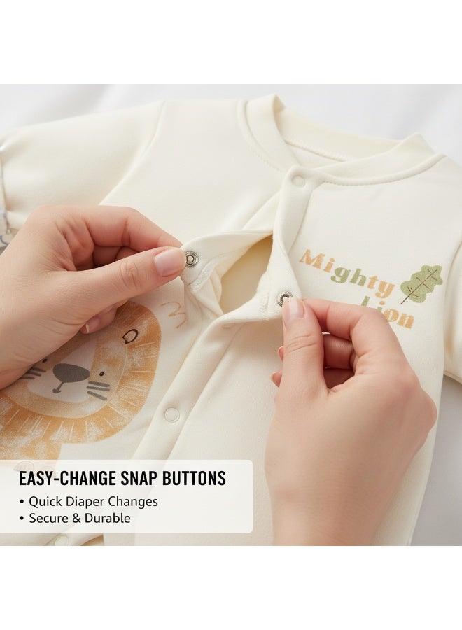 شي آند ليتل جمبسوت رضيع مبطن، أكمام طويلة دافئ وسميك مع حشوة 120 جرام، تصميم مضلع عريض مقاوم للرياح، فتحة سفلية بسحّاب، ناعم وقابل للتنفس ودافئ، مناسب للرضع من 0 إلى 7 أشهر لمختلف المناسبات - Image 3