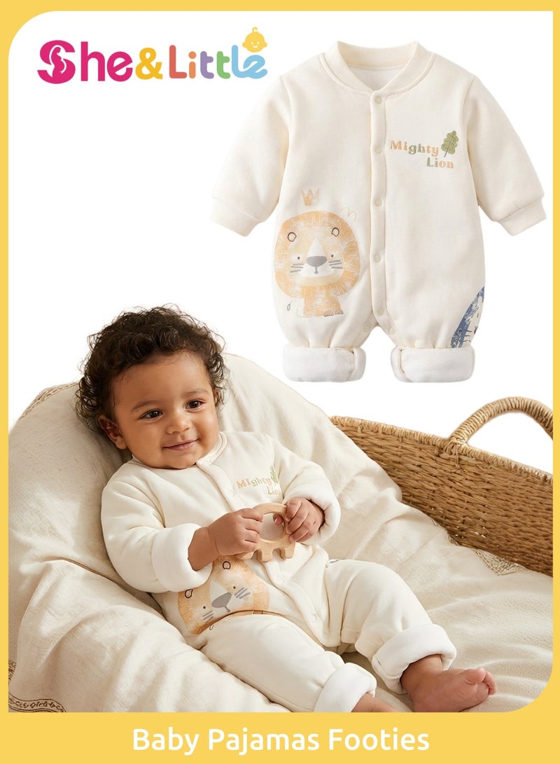 شي آند ليتل جمبسوت رضيع مبطن، أكمام طويلة دافئ وسميك مع حشوة 120 جرام، تصميم مضلع عريض مقاوم للرياح، فتحة سفلية بسحّاب، ناعم وقابل للتنفس ودافئ، مناسب للرضع من 0 إلى 7 أشهر لمختلف المناسبات - Image 1