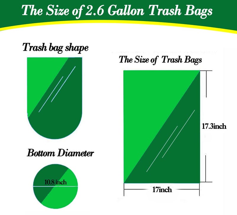 Hommaly 2.6 Gallon 120 pcs Small Clear Trash Bags, Strong 2.5 Gallon Garbage Bags, Bathroom Trash Can Bin Liners Unscented, Mini Plastic Bags for Office, Waste Basket Liner, Fit 6-10 Liters, 2-2.6 Gal - Image 2