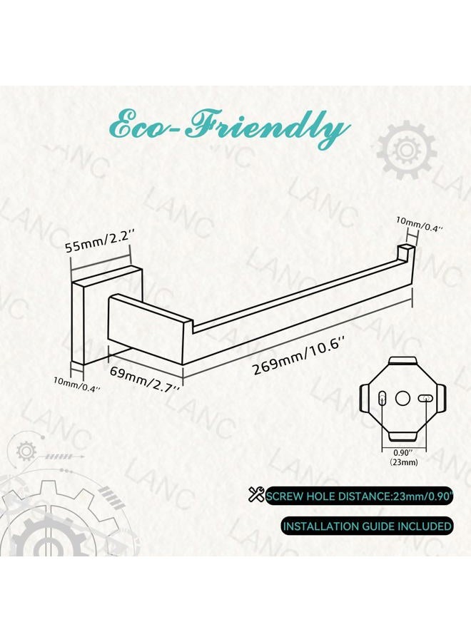 LANC Bathroom Hand Towel Holder Matte Black Hand Towel Bar Square Towel Ring for Kitchen Towel Holder Cabinet Toilet Door Wall Mount Stainless Steel Modern Towel Racks Hanger, A8806MB - Image 5