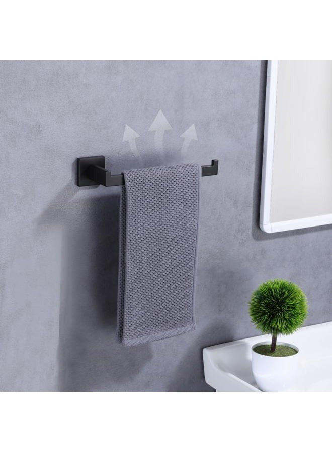 LANC Bathroom Hand Towel Holder Matte Black Hand Towel Bar Square Towel Ring for Kitchen Towel Holder Cabinet Toilet Door Wall Mount Stainless Steel Modern Towel Racks Hanger, A8806MB - Image 3