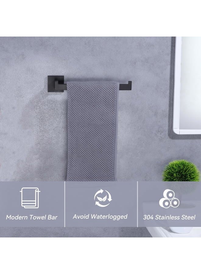 LANC Bathroom Hand Towel Holder Matte Black Hand Towel Bar Square Towel Ring for Kitchen Towel Holder Cabinet Toilet Door Wall Mount Stainless Steel Modern Towel Racks Hanger, A8806MB - Image 2