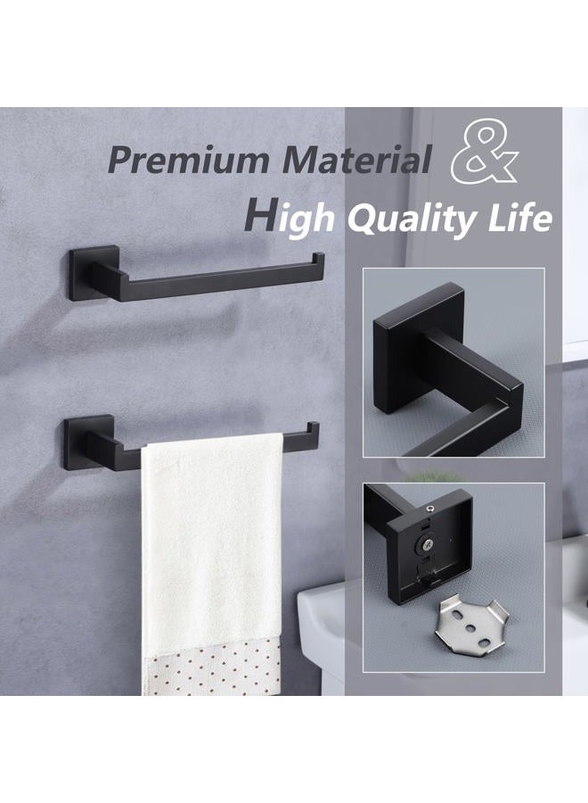 LANC Bathroom Hand Towel Holder Matte Black Hand Towel Bar Square Towel Ring for Kitchen Towel Holder Cabinet Toilet Door Wall Mount Stainless Steel Modern Towel Racks Hanger, A8806MB - Image 4