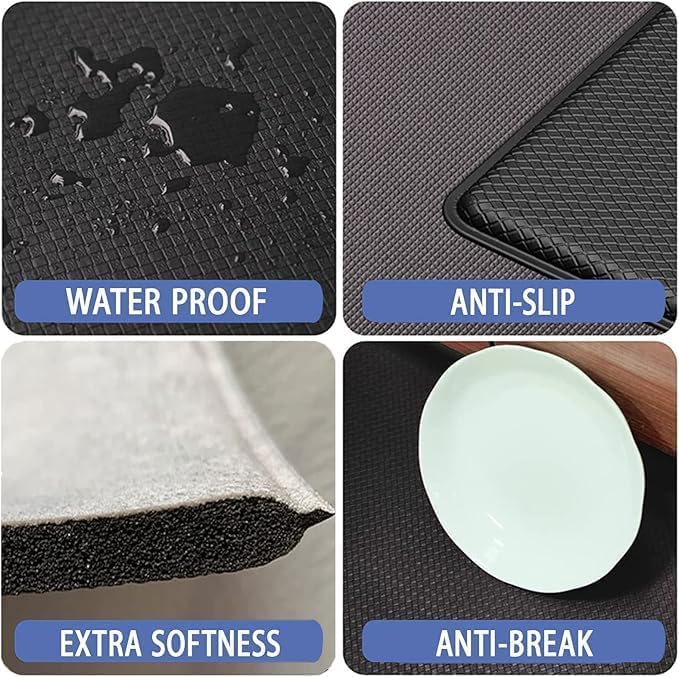 TEKCOOL 2 Pcs Kitchen Mats - Waterproof Memory Foam Standing Desk Floor Mat Non Slip Kitchen Rugs, Comfort Runner Floor Mats Carpets for Kitchens Home Office, Sink & Laundry(118 * 38 cm, 58 * 38 cm) - Image 4
