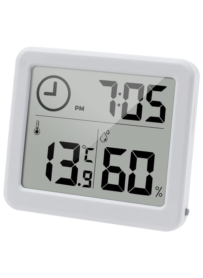 KASTWAVE - Digital Thermo-Hygrometer Indoor Room Thermometer Hygrometer 3.2” Large LCD Screen Desktop Thermometer with Temperature and Humidity Monitor Meter Gauge with Clock (white) - Image 1