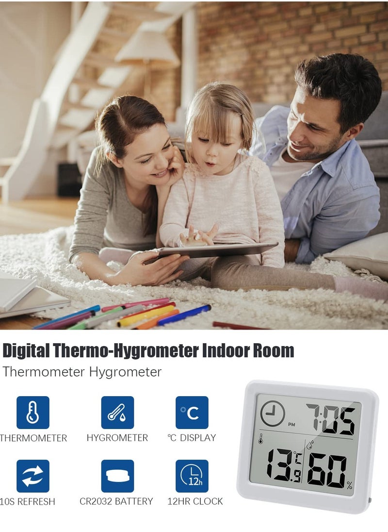 KASTWAVE - Digital Thermo-Hygrometer Indoor Room Thermometer Hygrometer 3.2” Large LCD Screen Desktop Thermometer with Temperature and Humidity Monitor Meter Gauge with Clock (white) - Image 1