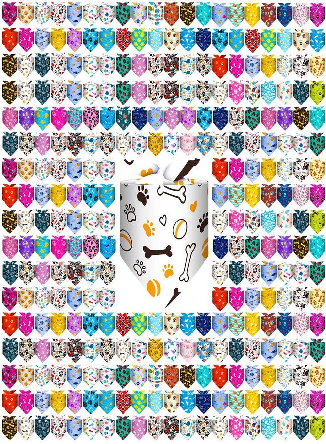 Reginary 180 Pcs Christmas Dog Bandanas Bulk Hawaiian Triangle Dog Scarfs Bib Bandanas Plaid Flamingo Pet Triangle Bibs Kerchief Adjustable Bandana for Pet Grooming Costume Accessory(Paw Print) - Image 1