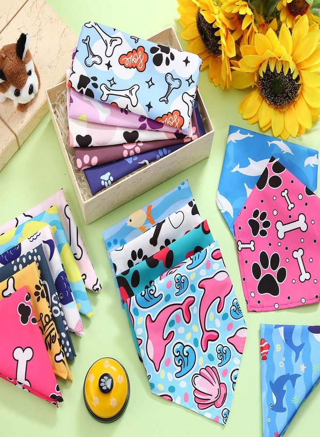 Reginary 180 Pcs Christmas Dog Bandanas Bulk Hawaiian Triangle Dog Scarfs Bib Bandanas Plaid Flamingo Pet Triangle Bibs Kerchief Adjustable Bandana for Pet Grooming Costume Accessory(Paw Print) - Image 5