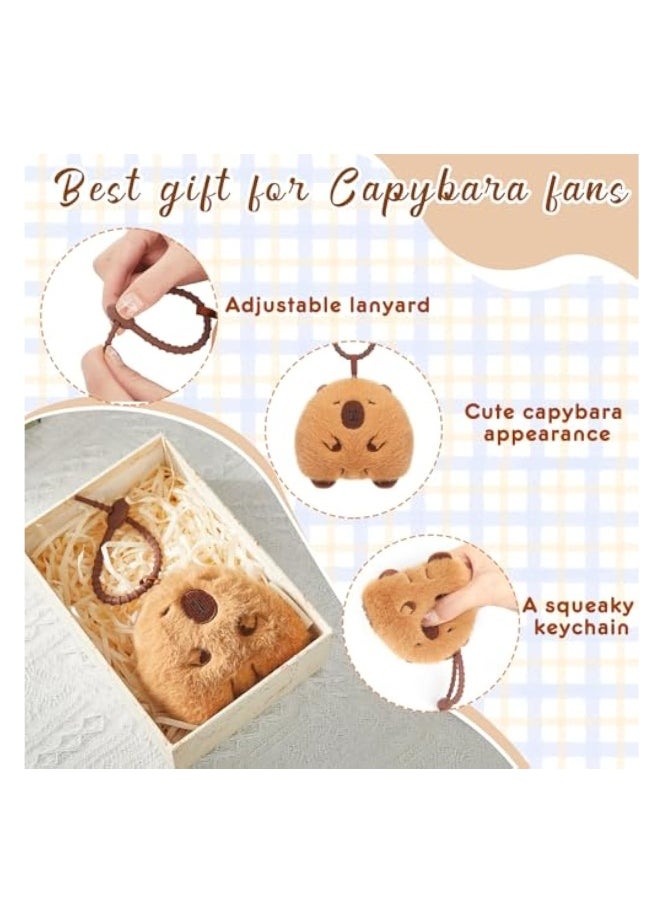 2Pcs Capybara Plush Keychain, Realistic Capybara Stuffed Animals Toy, Keyring Pendant, Purse Backpack Handbag Charms, for Backpacks, Car Key Ring, Birthday Valentines Day New Year Gifts  - Image 2