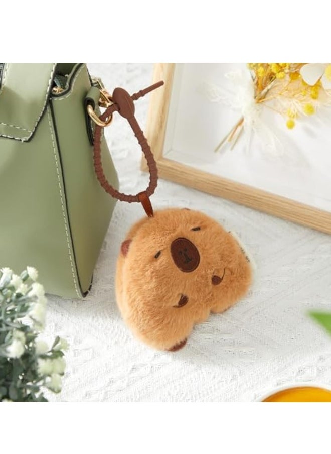 2Pcs Capybara Plush Keychain, Realistic Capybara Stuffed Animals Toy, Keyring Pendant, Purse Backpack Handbag Charms, for Backpacks, Car Key Ring, Birthday Valentines Day New Year Gifts  - Image 3