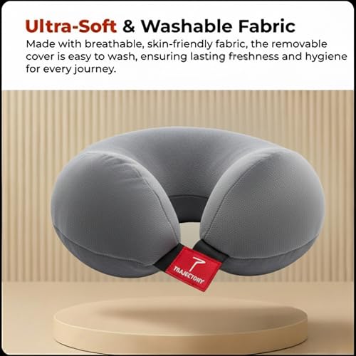 Trajectory Travel Neck Pillow with Sleeping Eye Mask Combo for Travelling and Sleeping in Airplane Flight, Cab, Car, Train, Bus for Men and Women Grey (As seen on Shark Tank) - Image 4
