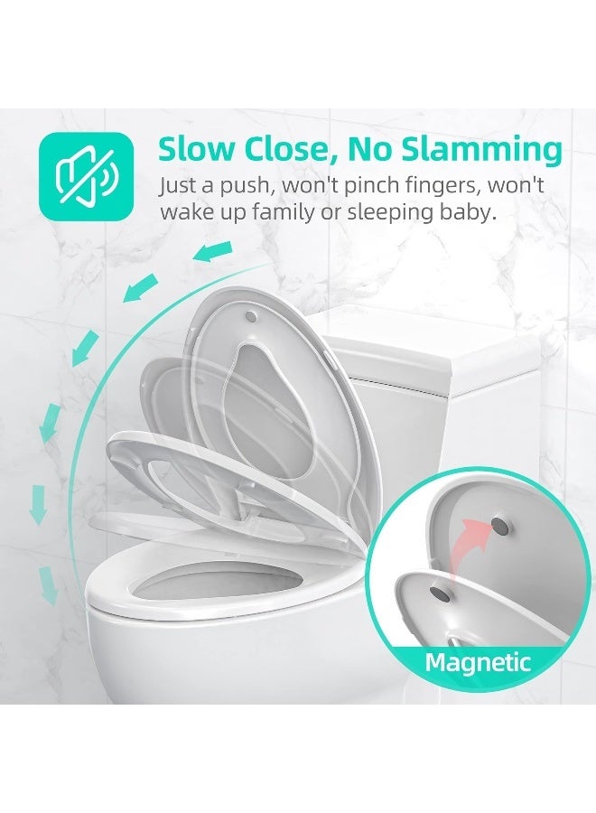 Uming Elongated Toilet Seat with Built-in Potty Training Seat for Toddlers & Adults - Image 4