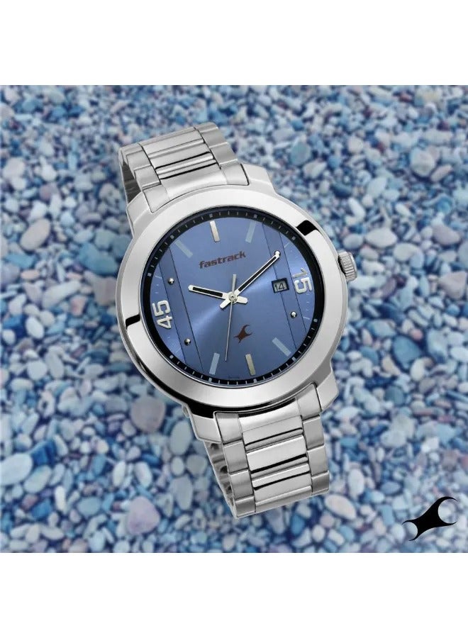 fastrack ساعة يد رجالية تناظرية بشكل دائري من الفولاذ المقاوم للصدأ - 3246SM03 - 52 مم - Image 1