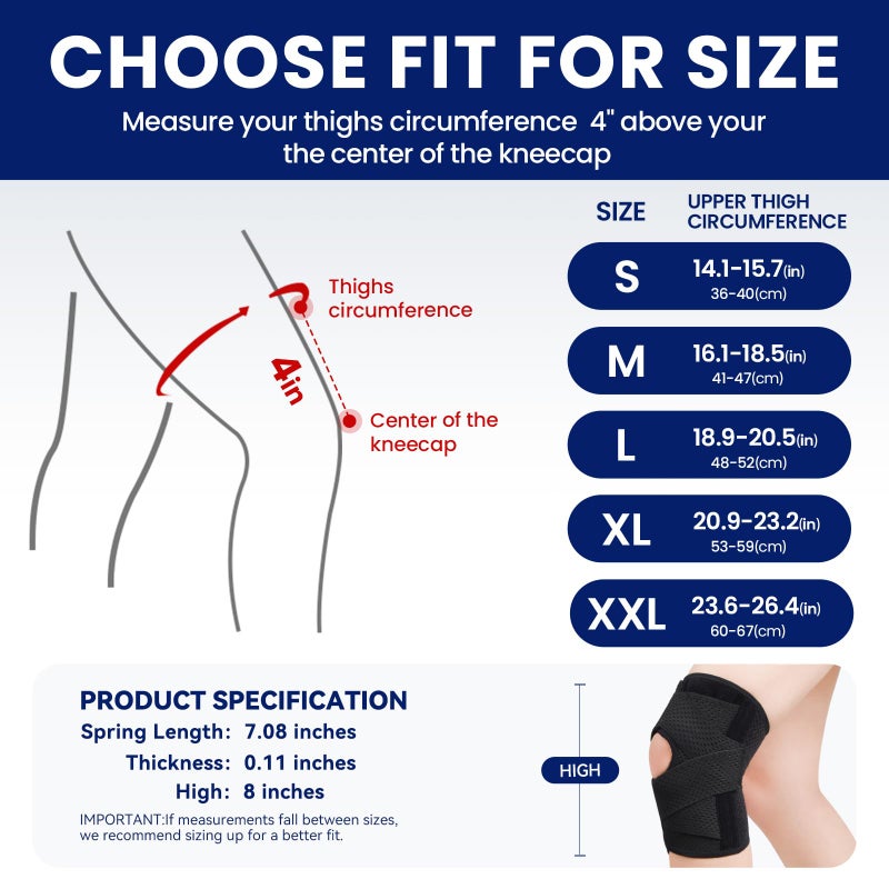 JOMVD Knee Brace for Meniscus Tear, Knee Pain, Adjustable Breathable Knee Support with Side Stabilizers for Knee Pain Arthritis Recovery Joint Support, Women and Men,XX-Large - Image 5