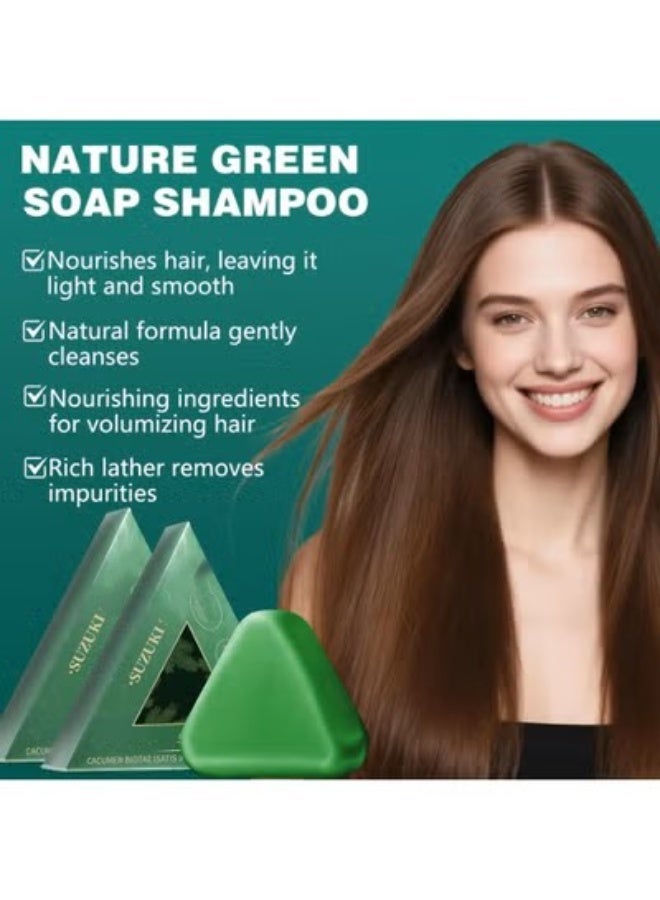 Suzuki Nature Triangle Green Soap Shampoo – Herbal Care for Men and Women | Calming, Strengthening, Nourishing - Image 2