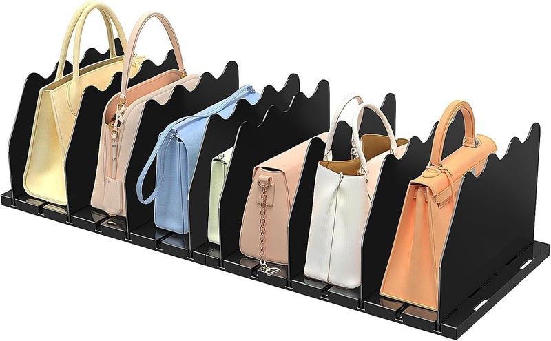 Horoof Home Adjustable Black Acrylic Purse Organizer - Handbag and Pocketbook Storage Rack - Image 1