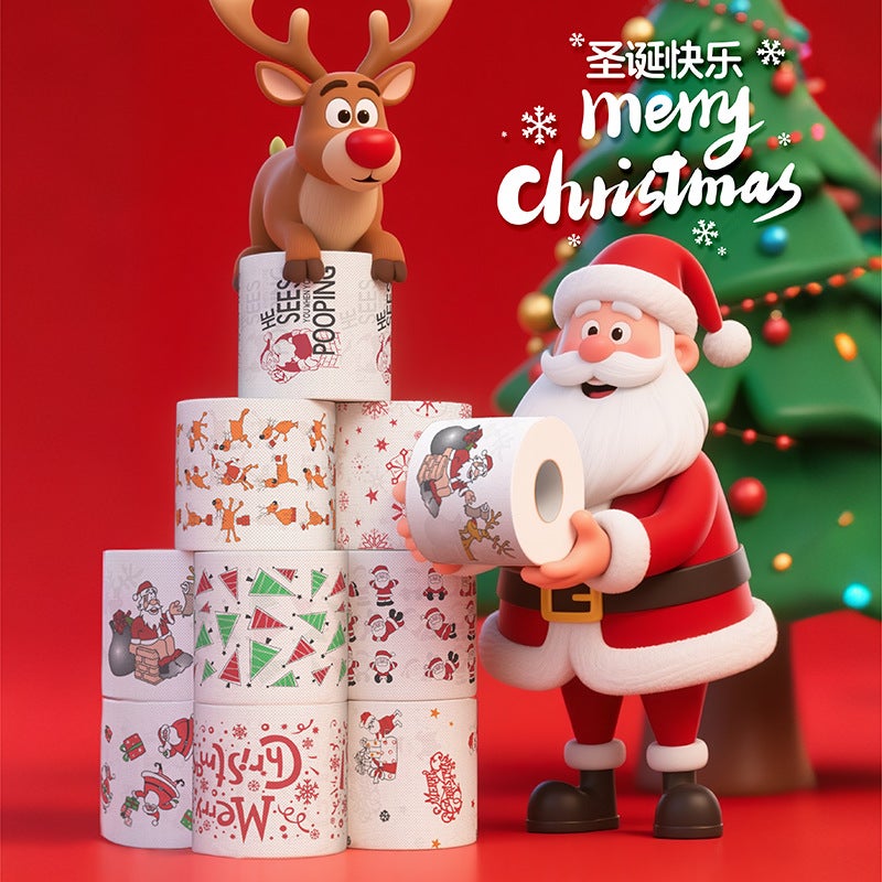 Santa Claus Christmas Pattern Series Printed Toilet Paper Christmas Roll Printed Toilet Paper Christmas Toilet Roll - Image 2