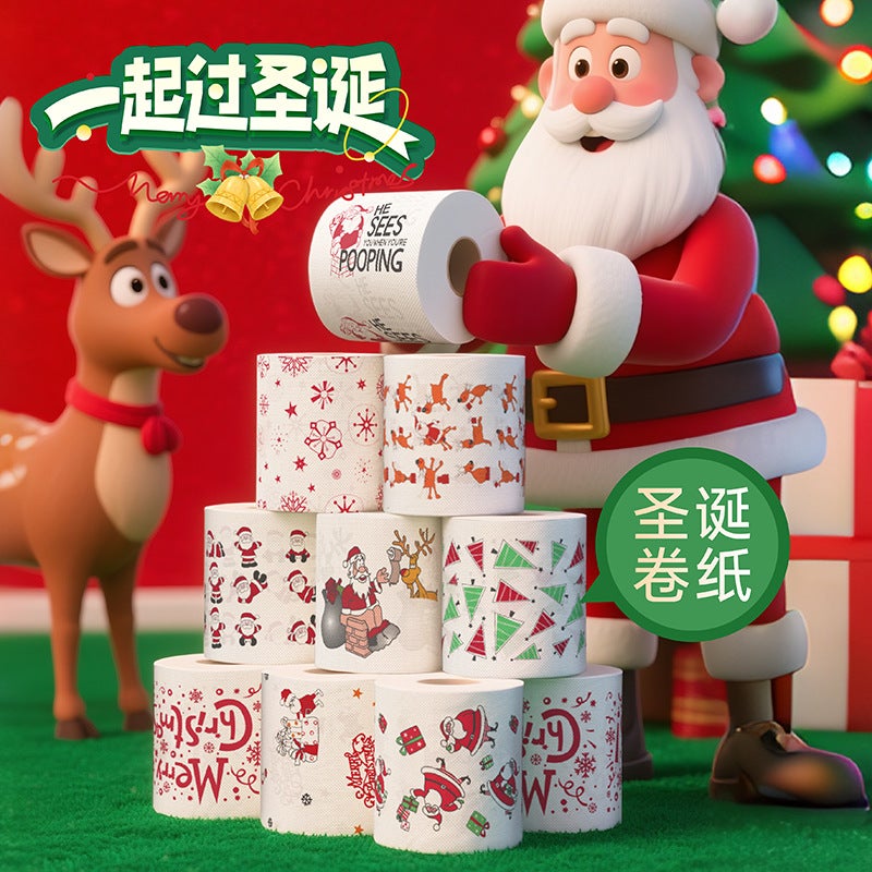 Santa Claus Christmas Pattern Series Printed Toilet Paper Christmas Roll Printed Toilet Paper Christmas Toilet Roll - Image 4