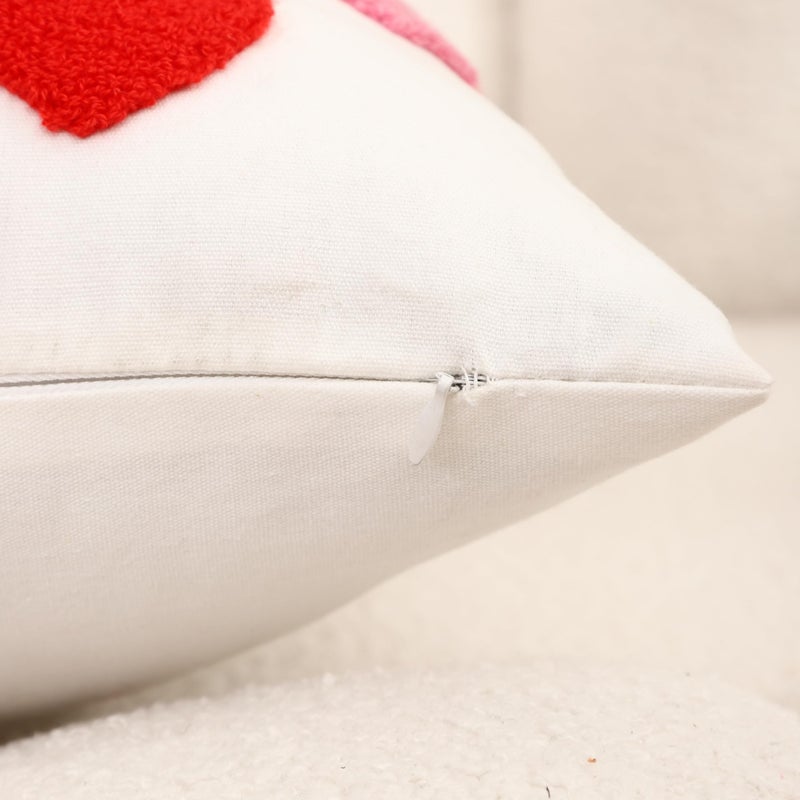WOKANI Valentines Day Throw Pillow Covers 18x18 Set of 2 Heart Love Couples Decorations Embroidery Cushion Covers Home Decor for Couch Lover Girlfriend Sofa Bedroom, White Red Pink - Image 3