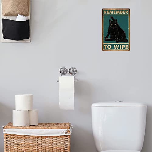 Bestylez Funny Black Cat Bathroom Decor - "Remember to Wipe" Metal Wall Art Sign - Humorous Cat Wall Decor for Bathrooms, 12" * 8" (032) - Image 2