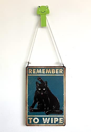 Bestylez Funny Black Cat Bathroom Decor - "Remember to Wipe" Metal Wall Art Sign - Humorous Cat Wall Decor for Bathrooms, 12" * 8" (032) - Image 5