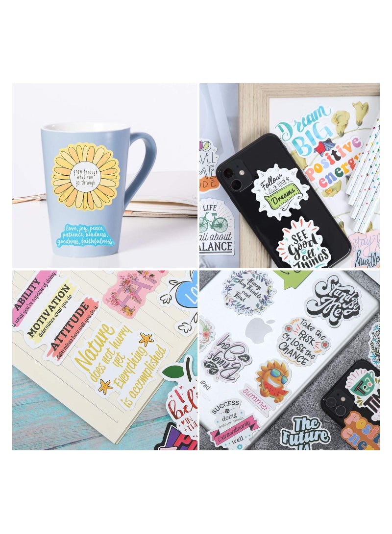 SYOSI ملصقات اقتباس، ملصقات إيجابية 200 قطعة من ملصقات الفينيل التحفيزية المقاومة للماء لزجاجة المياه والقوارير المائية وأجهزة الكمبيوتر المحمولة والهواتف للنساء والكبار والأطفال والطلاب والمدرسين والموظفين - Image 2