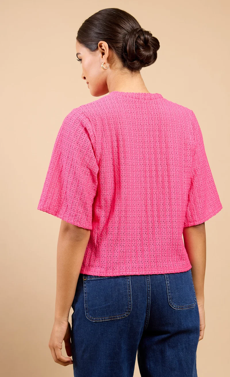 Little Mistress Pink Knitted Button Down Top