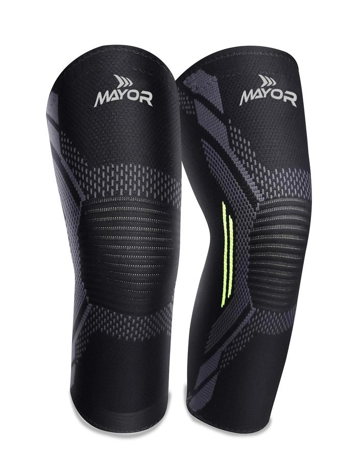 Mayor Cotton Knitted Compression Knee Support for Men & Women – Knee Sleeves Pair for Gym, Running, Sports & Exercise | Elastic Knee Brace, Knee Cap for Pain Relief (Black) - Image 1