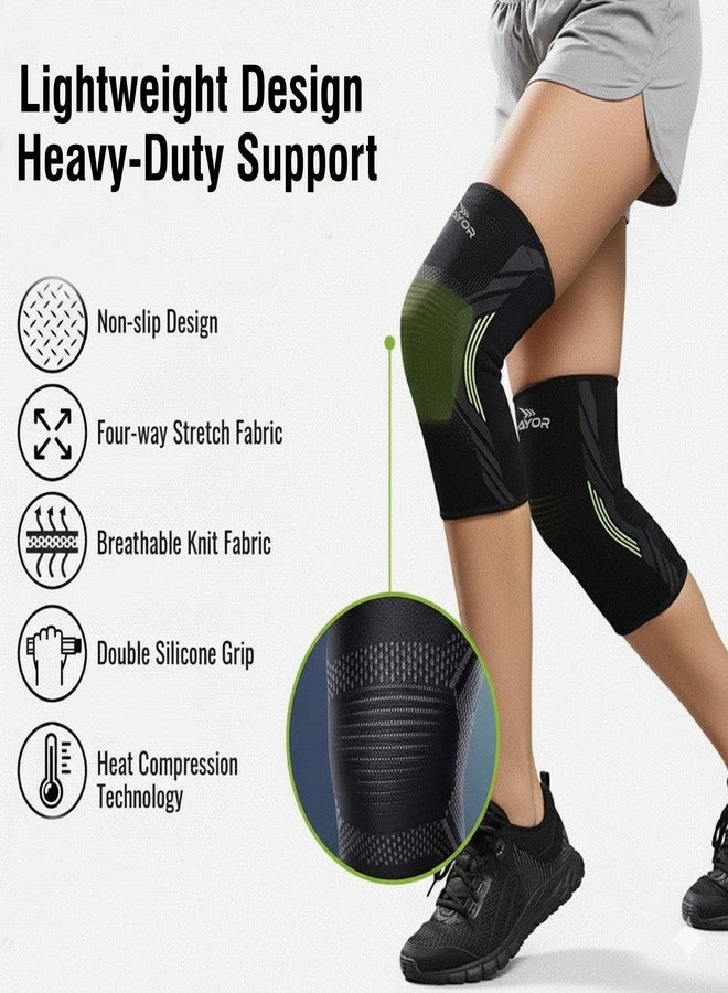 Mayor Cotton Knitted Compression Knee Support for Men & Women – Knee Sleeves Pair for Gym, Running, Sports & Exercise | Elastic Knee Brace, Knee Cap for Pain Relief (Black) - Image 3